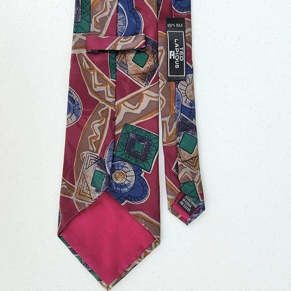 Ted Lapidus Designer Paris Silk Mens Necktie Floral Abstract Multicolor Tie - Picture 4 of 6